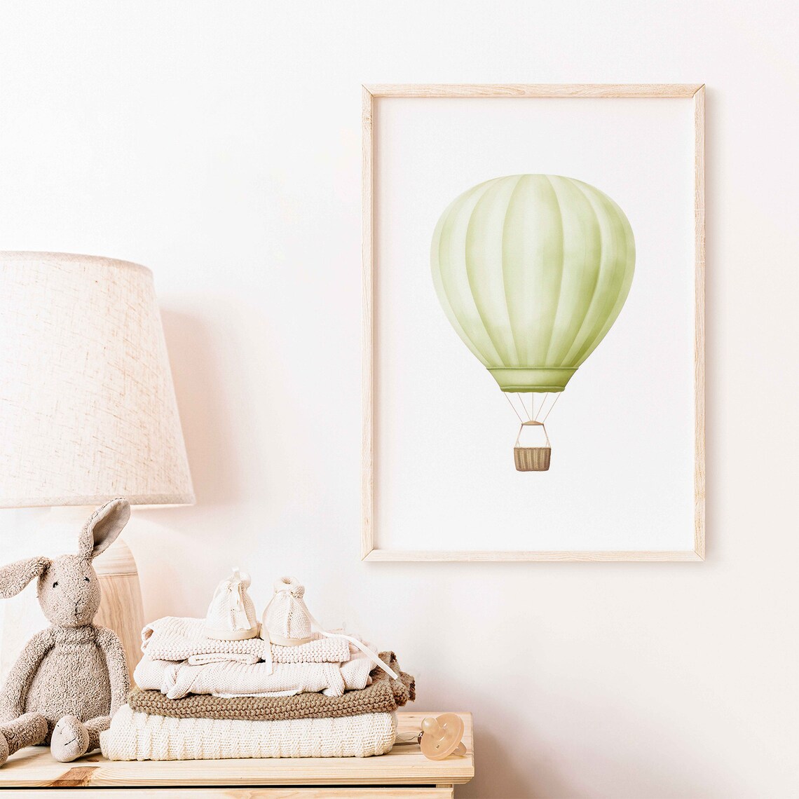 Mint Green Watercolor Hot Air Balloon Poster Sweet Nursery Wall Decor - Image 2
