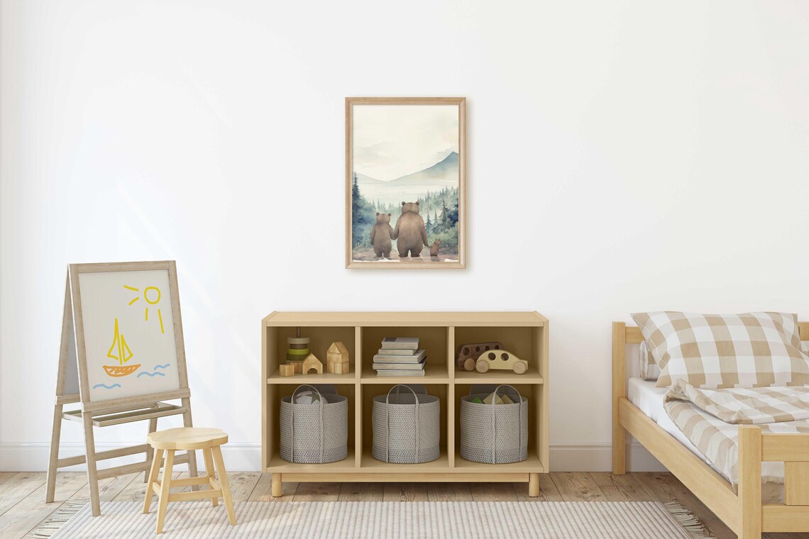 Bear Family Print, Woodland Nursery Animal Art - Image 3