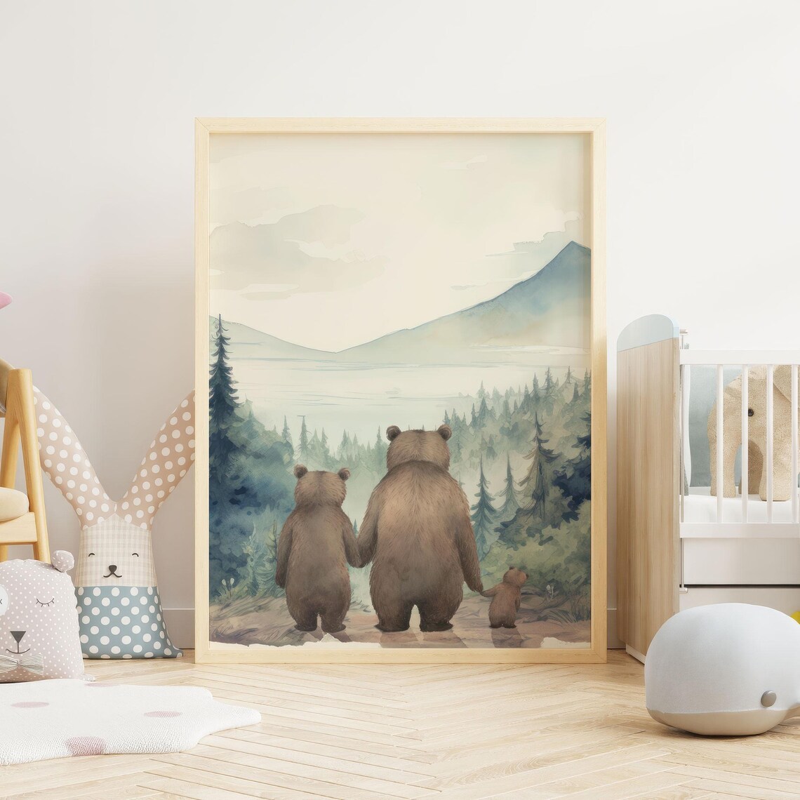 Bear Family Print, Woodland Nursery Animal Art - Image 4