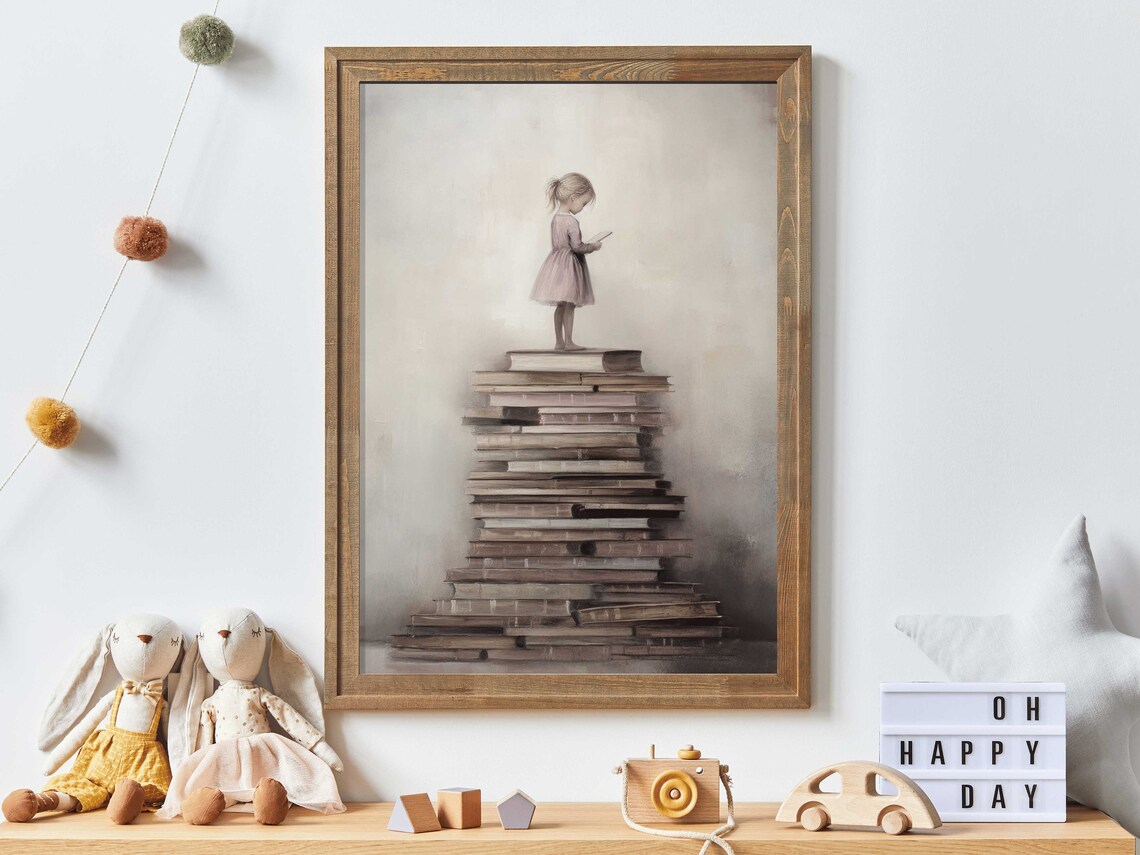 Read Decor Vintage Girls Nursery Art Print
