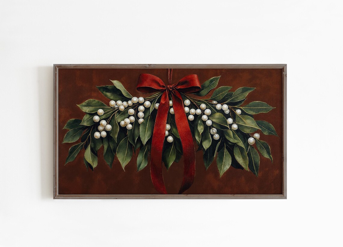 Christmas Mistletoe Botanical Berries Art Print - Image 3