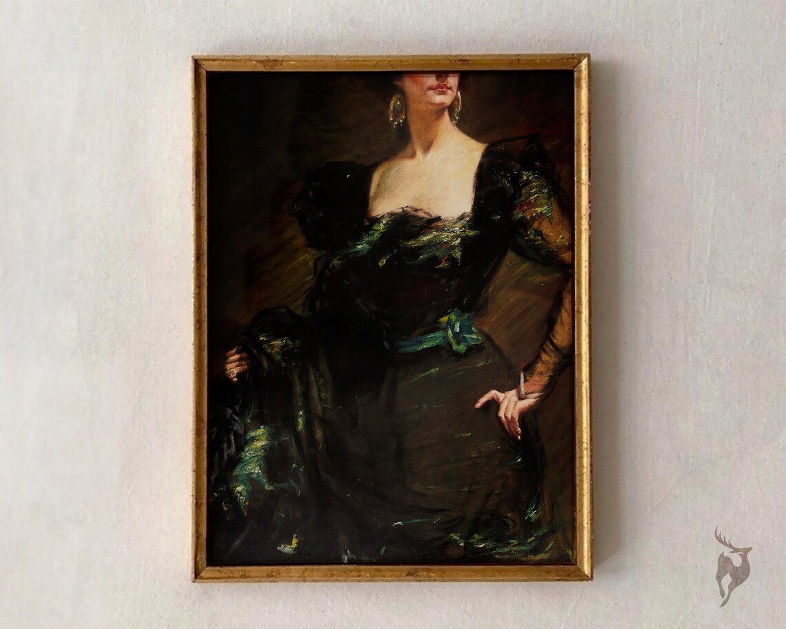 Altered Dark Academia Portrait Woman Moody Gothic Art Poster