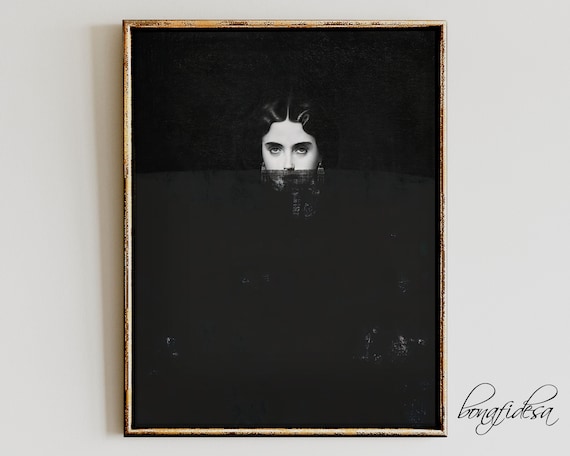 Moody Portrait Dark Academia Decor Altered Art Woman Victorian Wall Print