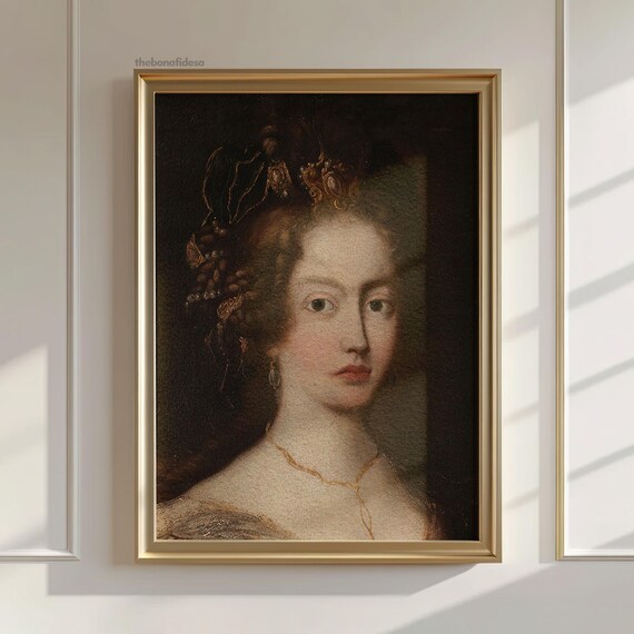 Baroque Woman Jeweled Crown Antique Portrait Vintage Art Poster