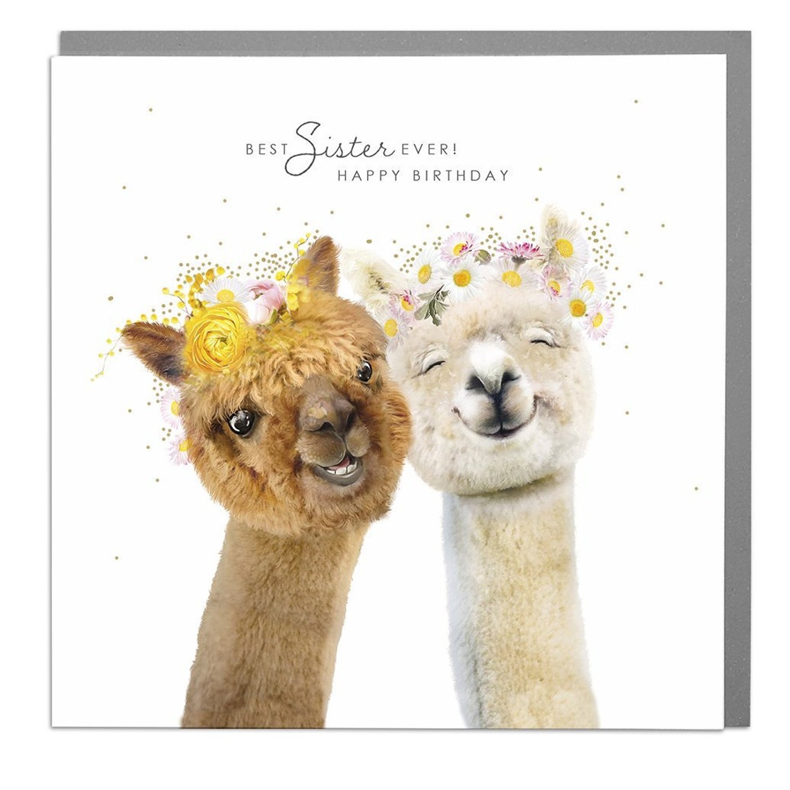 Best Sister Ever Alpacas with Flower Crowns Birthday Poster Card
