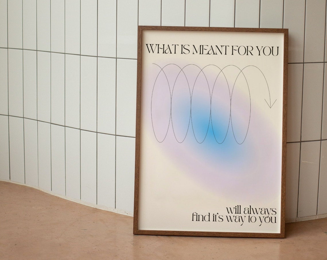 Meant For U Wall Print Aura Poster Retro Wall Art Grainy Gradient Affirmation Poster Aesthetic Room Decor Psychedelic Home Decor