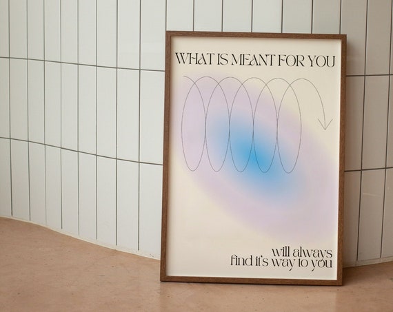 Meant For U Wall Print Aura Poster Retro Wall Art Grainy Gradient Affirmation Poster Aesthetic Room Decor Psychedelic Home Decor
