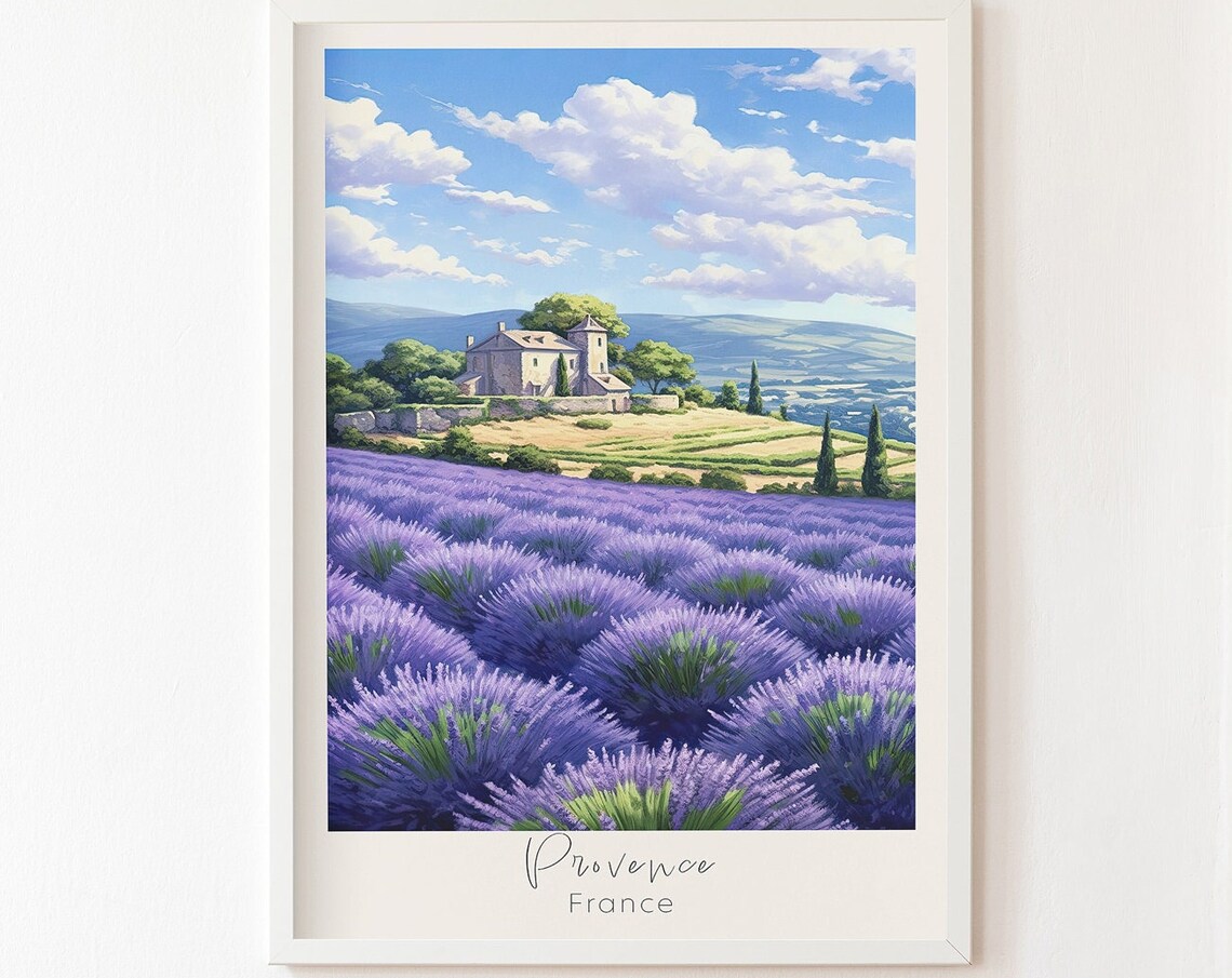 Provence France Lavender Fields Farmhouse Summer Travel Poster