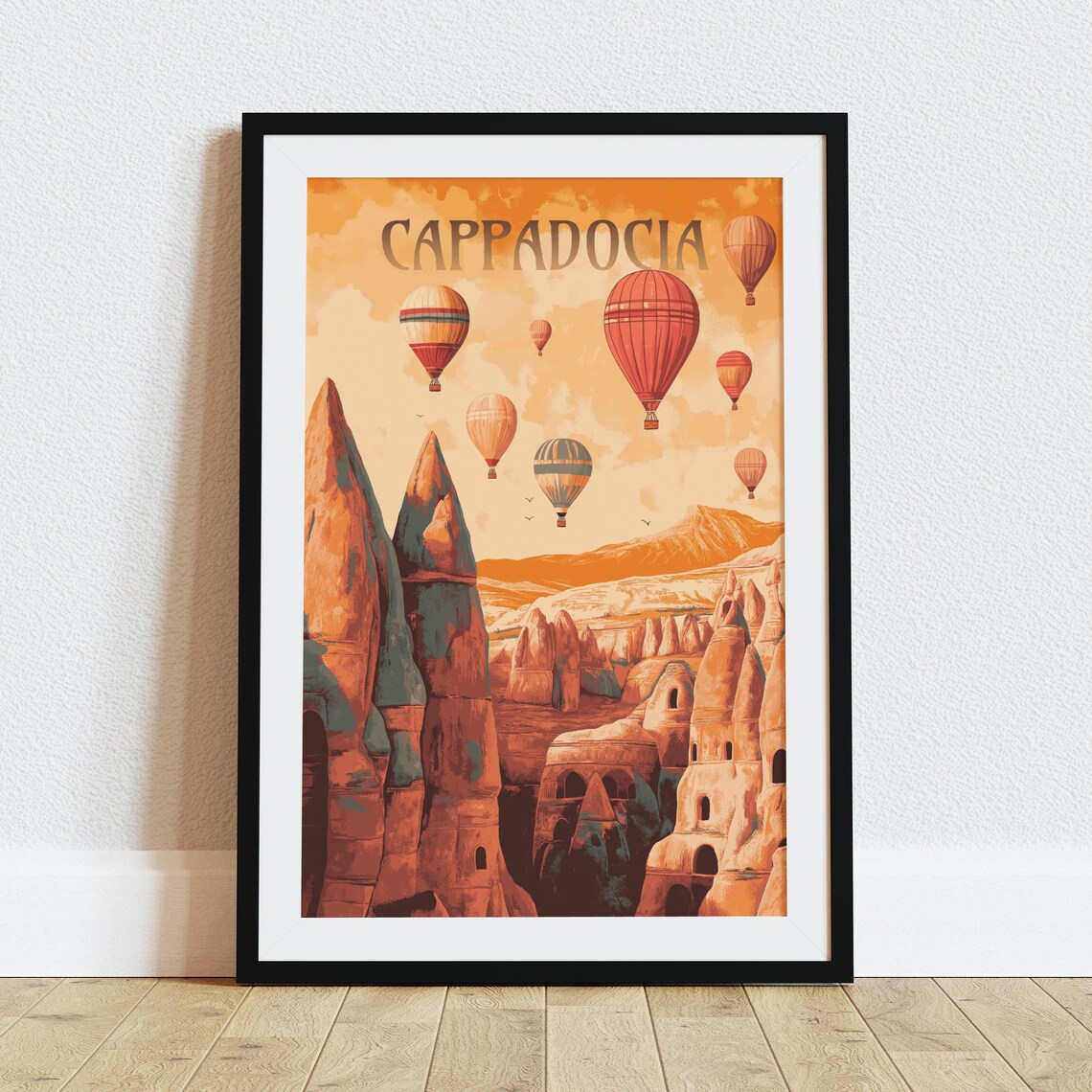 Cappadocia Turkey Hot Air Balloons Fairy Chimneys Travel Poster