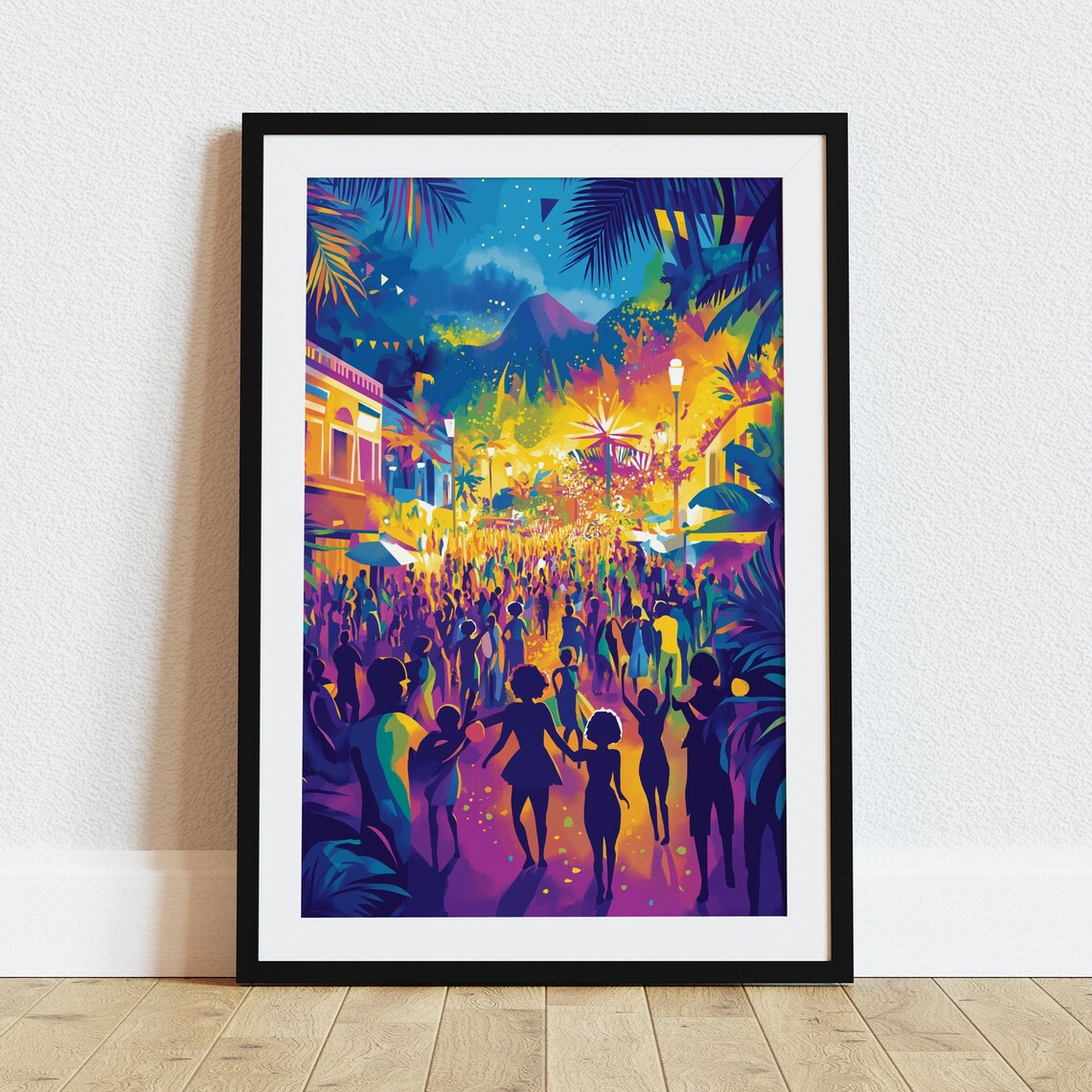 Rio Carnival Street Festival Night Celebration Travel Poster