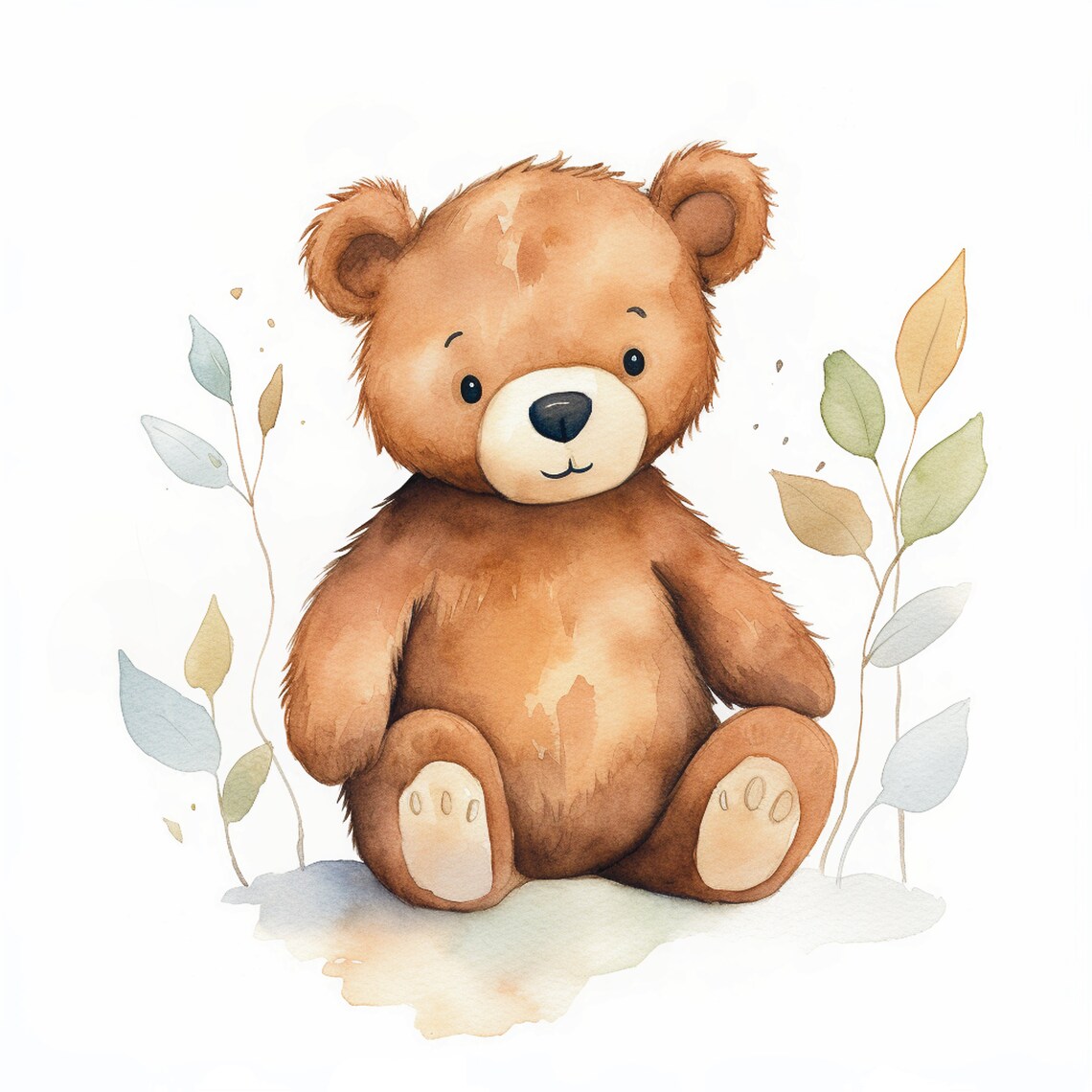 Cute Teddy Bear In Watercolor For Your Childrens Room Artistic Teddy Bear To - Image 3
