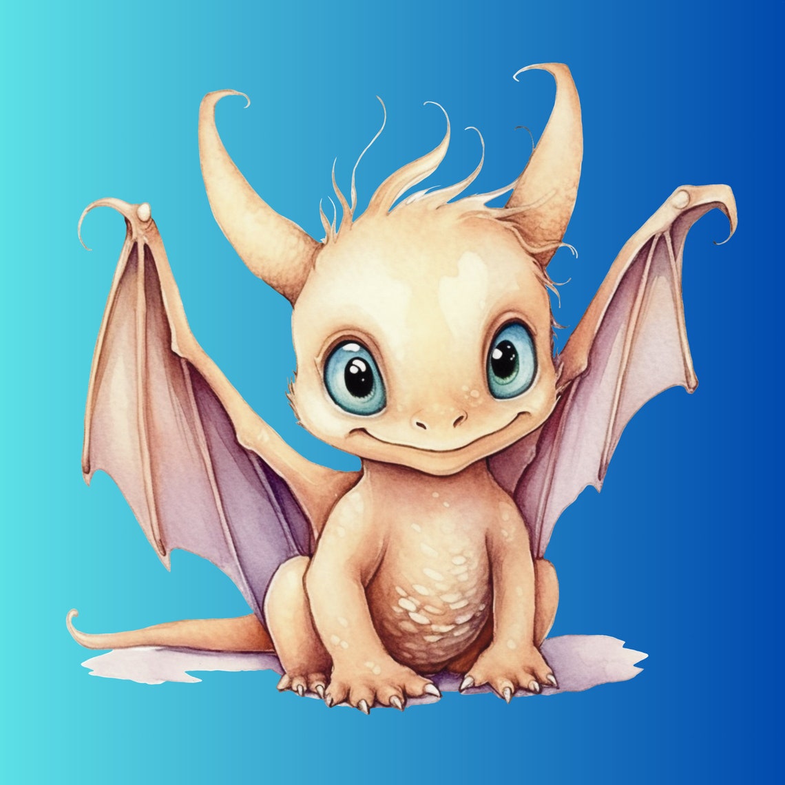 Fantasy Dragon Picture In Watercolor Colors As A Dragon Poster Perfect As A Childrens Room Dragon Decoration Or Baby Room Picture - Image 2