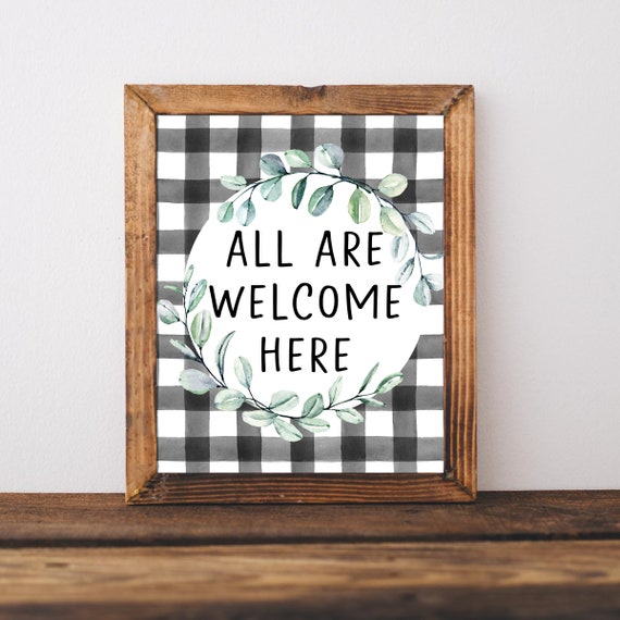 All Are Welcome Here Sign Classroom Inclusion Decor Farmhouse Choose Kindness Wall Door Signs