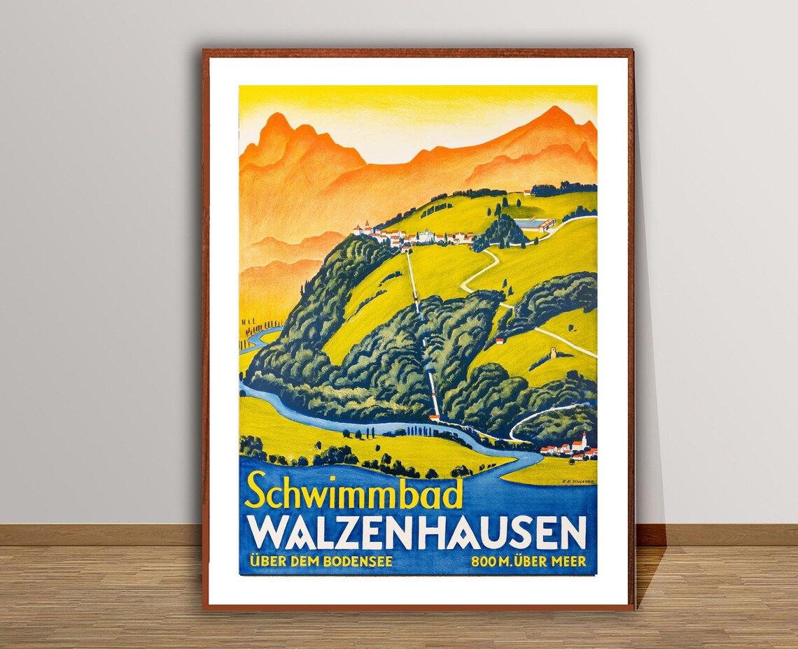 Schwimmbad Walzenhausen, Vintage Travel Poster