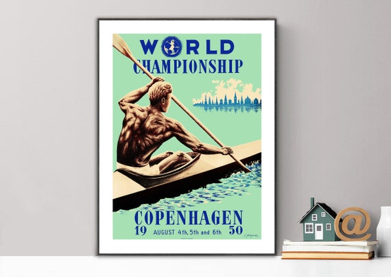 World Championship Copenhagen 1950 Vintage Travel Poster Poster Paper Or Print Gift Idea Wall Decor