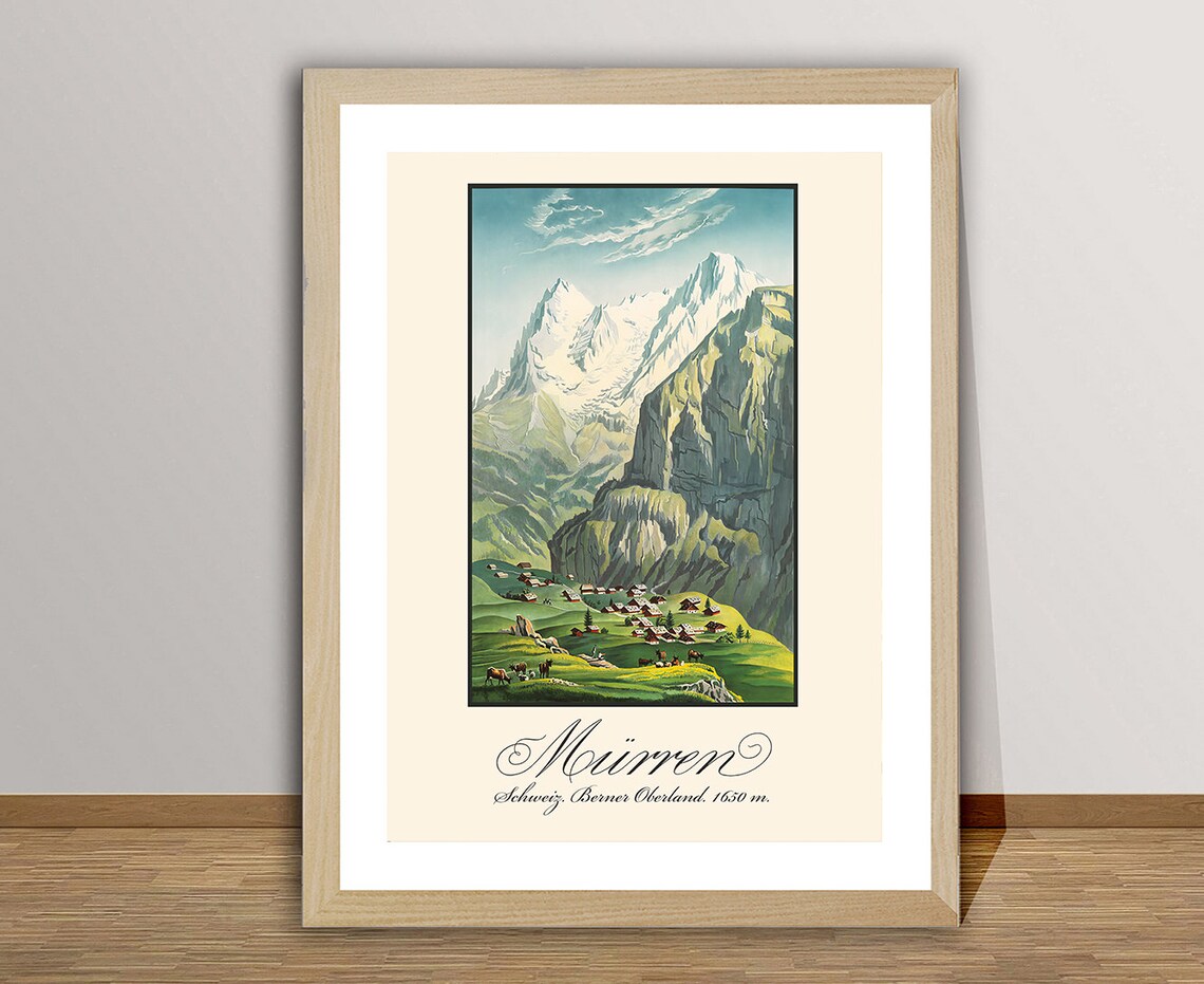 Mrren Schweiz Berner Oberland Vintage Travel Poster