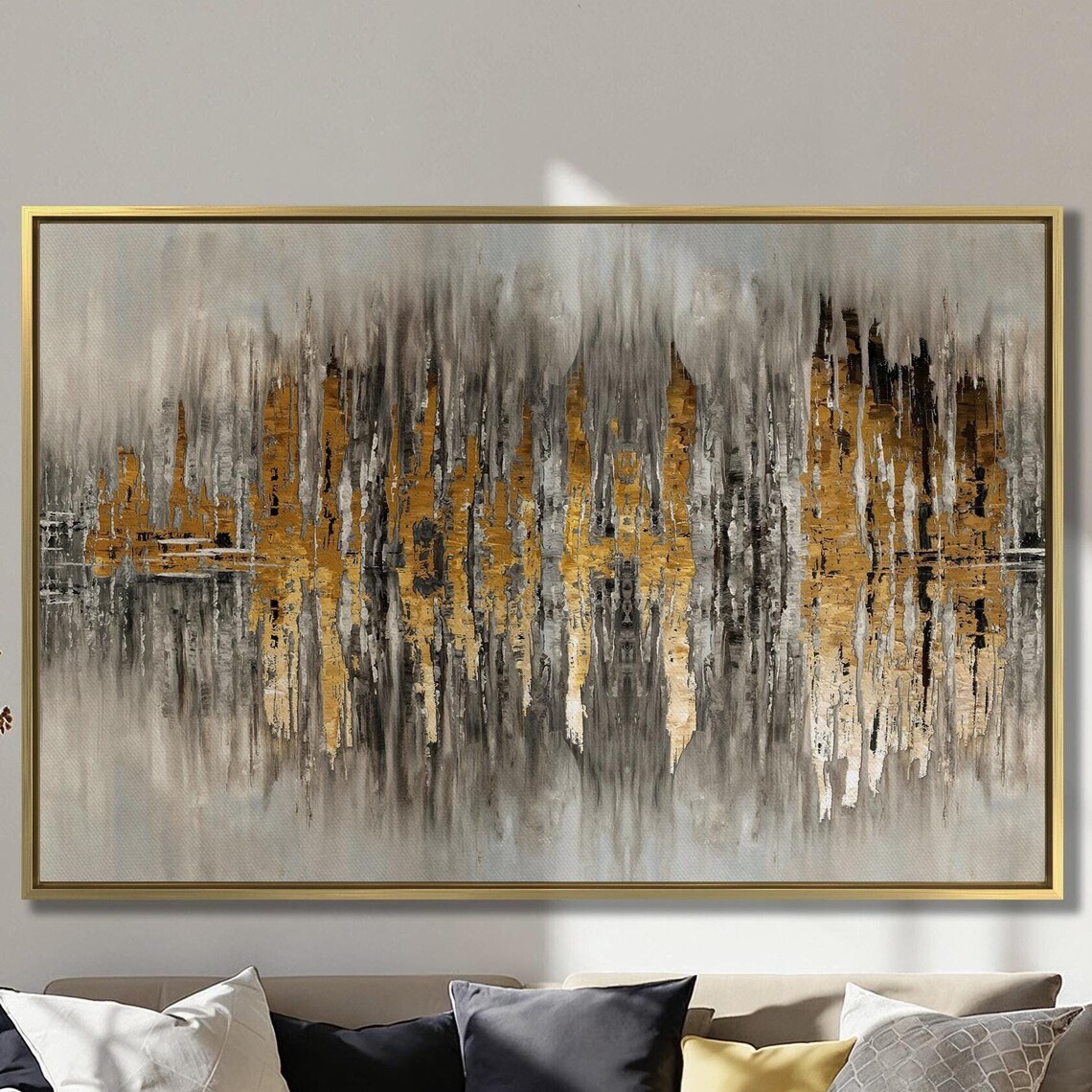 Gold And Grey Abstract Art Print, Contemporary Decor