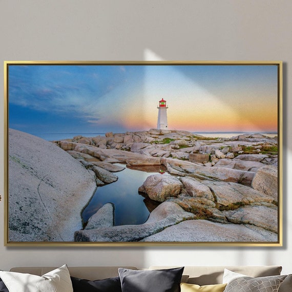 Captivating Peggys Cove Lighthouse Print Rocky Coastline Wall Art Large Canadian Landscape Wall Decor Nova Scotia Art Travel Poster
