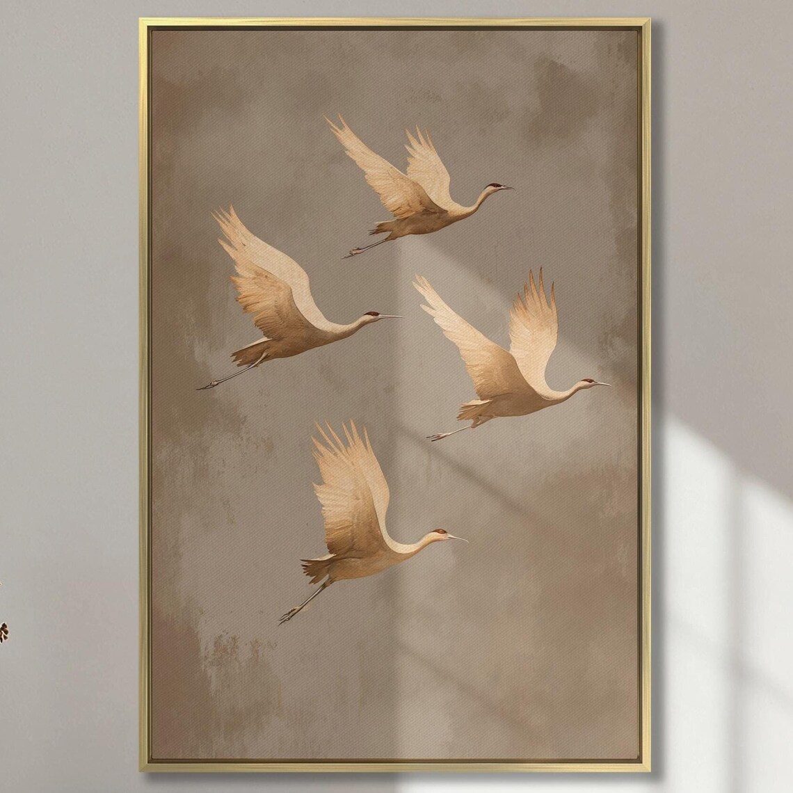 Japanese Crane Painting, Minimalist Bird Poster