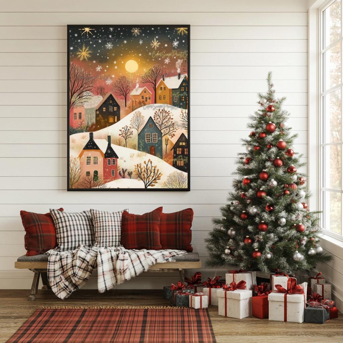 Winter Village, Van Gogh-Inspired Art Print - Image 4