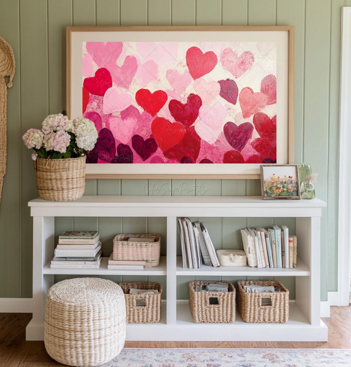 Red and Pink Hearts Abstract Textured Painting Valentine Poster - Image 3