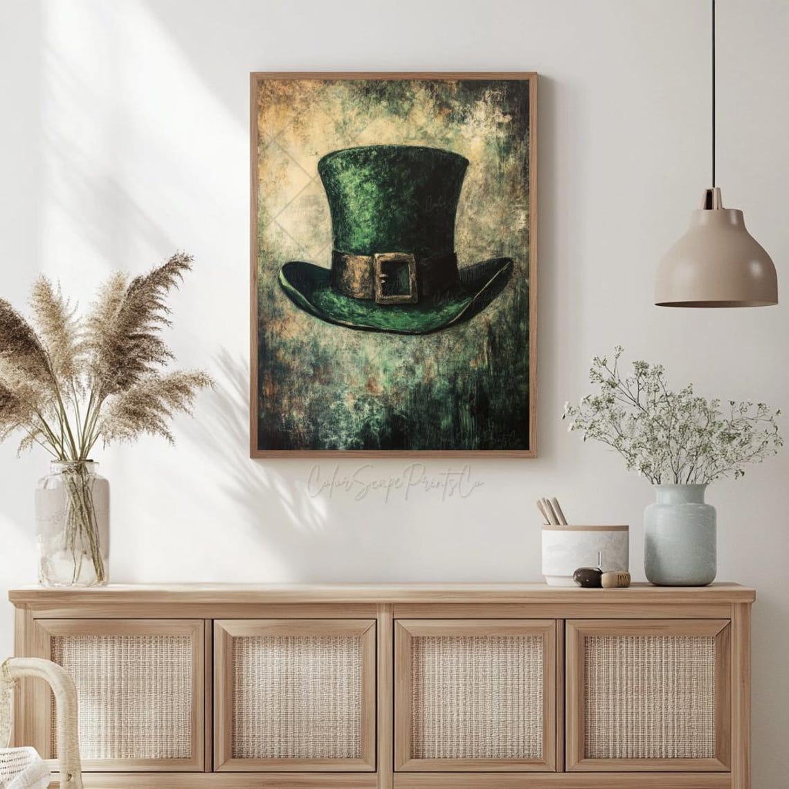 Green Leprechaun Top Hat Painting Vintage Irish St Patricks Poster - Image 2