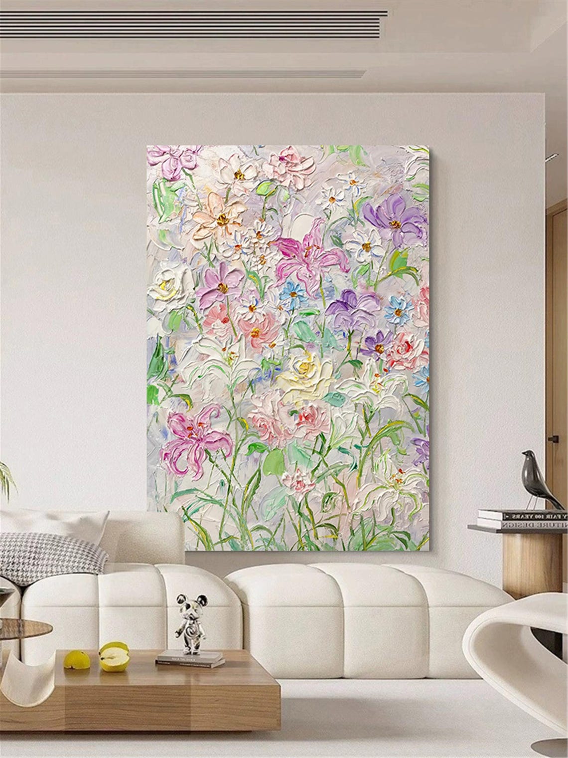 Pink Purple White Wildflower Mix Vertical Pastel Floral Wall Art - Image 2