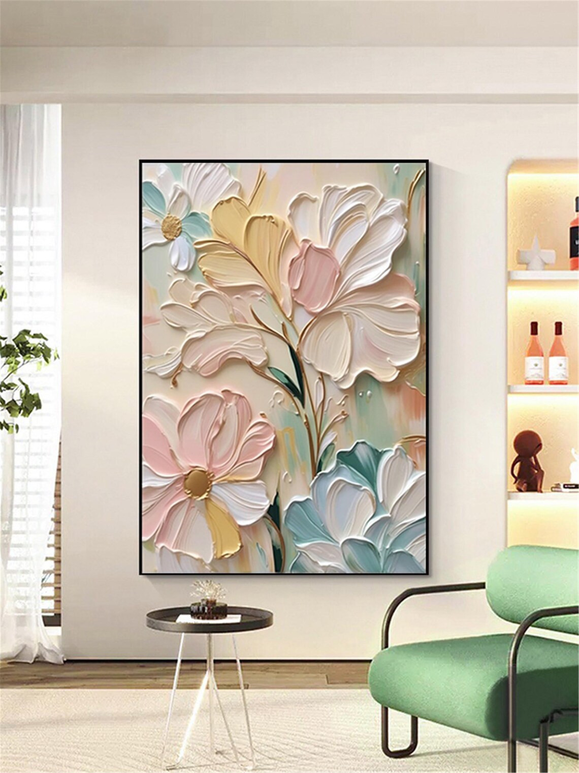 Abstract Pink Flower Living Room Wall Art Print - Image 4