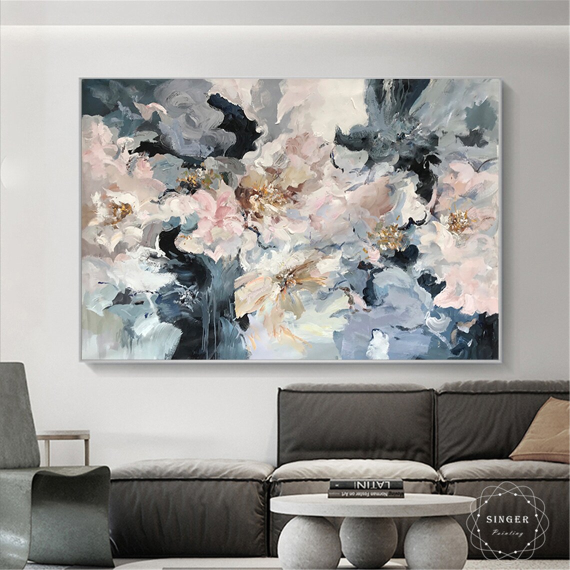 Pink Floral Abstract Art Print, Personalized Custom - Image 4
