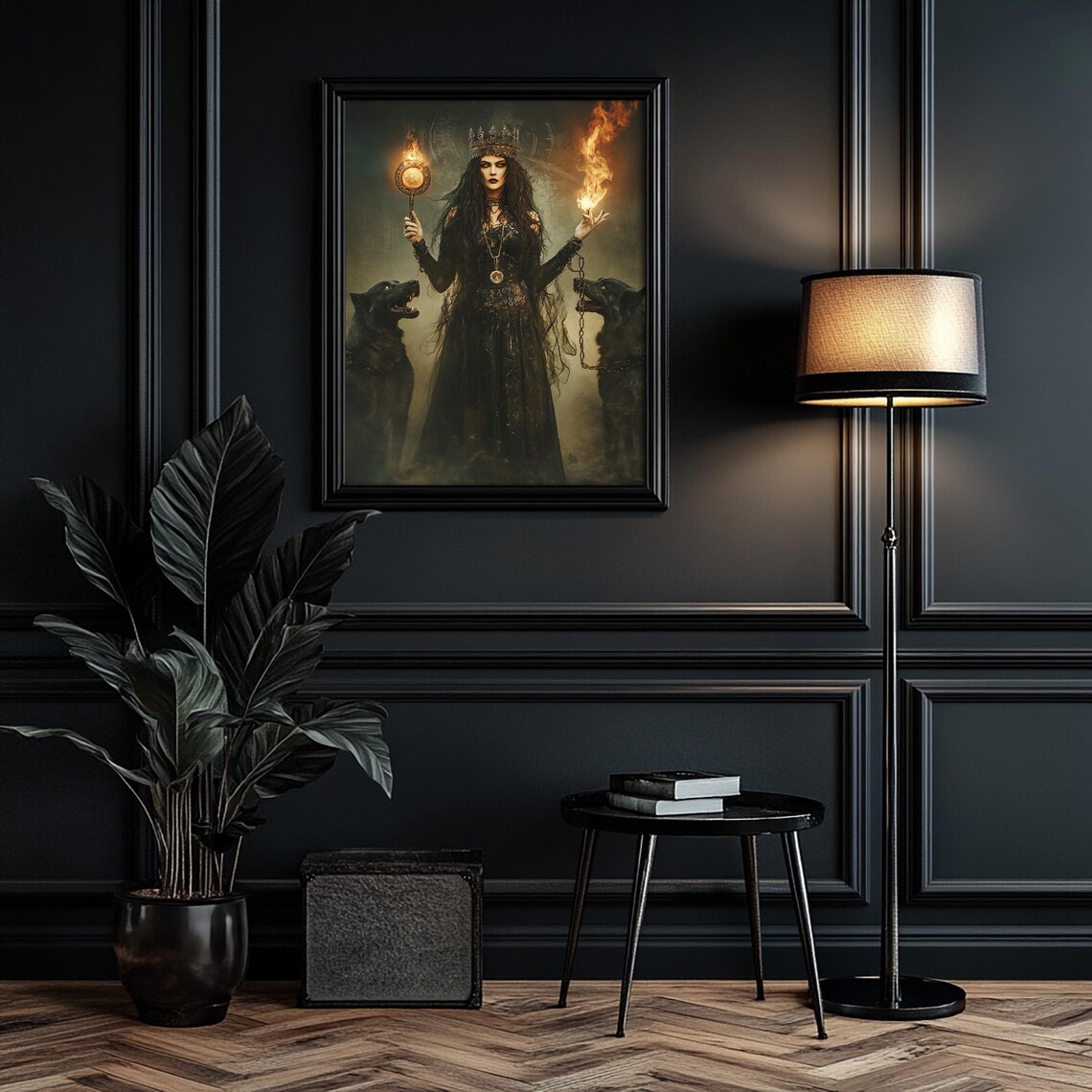 Hecate With Hellhounds Oil Painting Art Print - Image 3