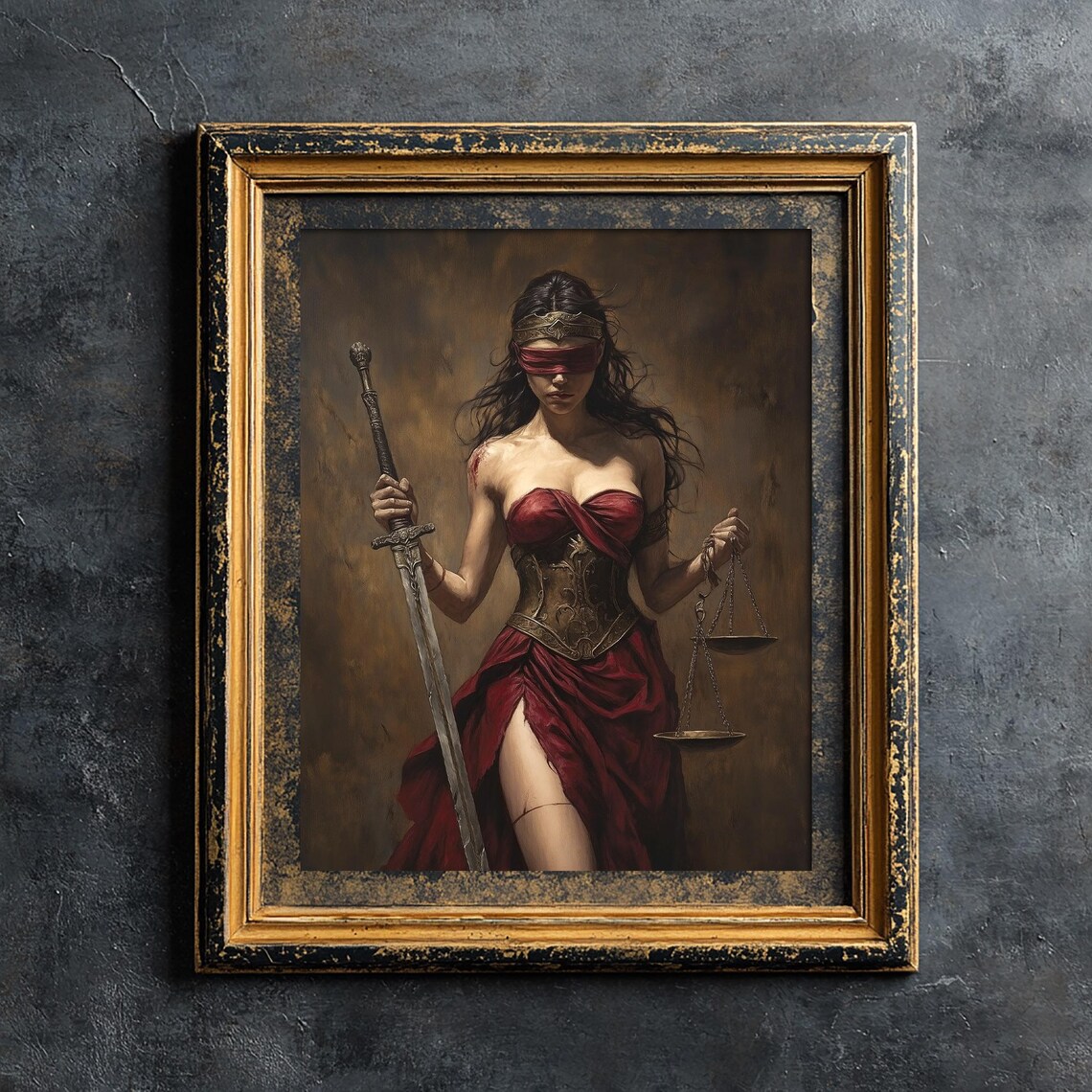 Lady Justice In Red, Justitia Themis Art Print - Image 6