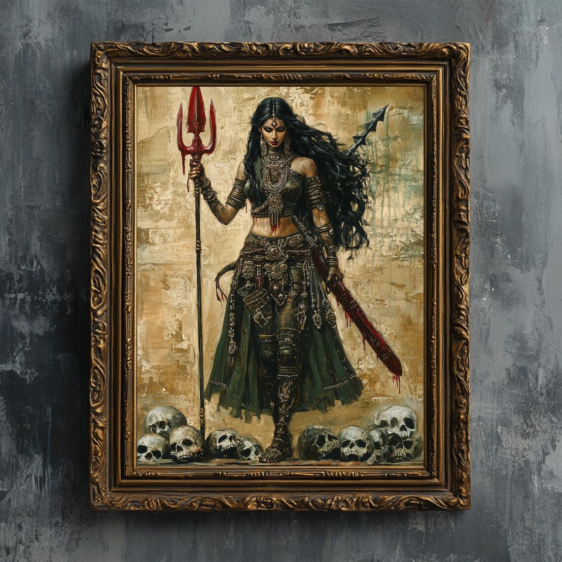 Durga Fantasy Art Print, Gothic Dark Art