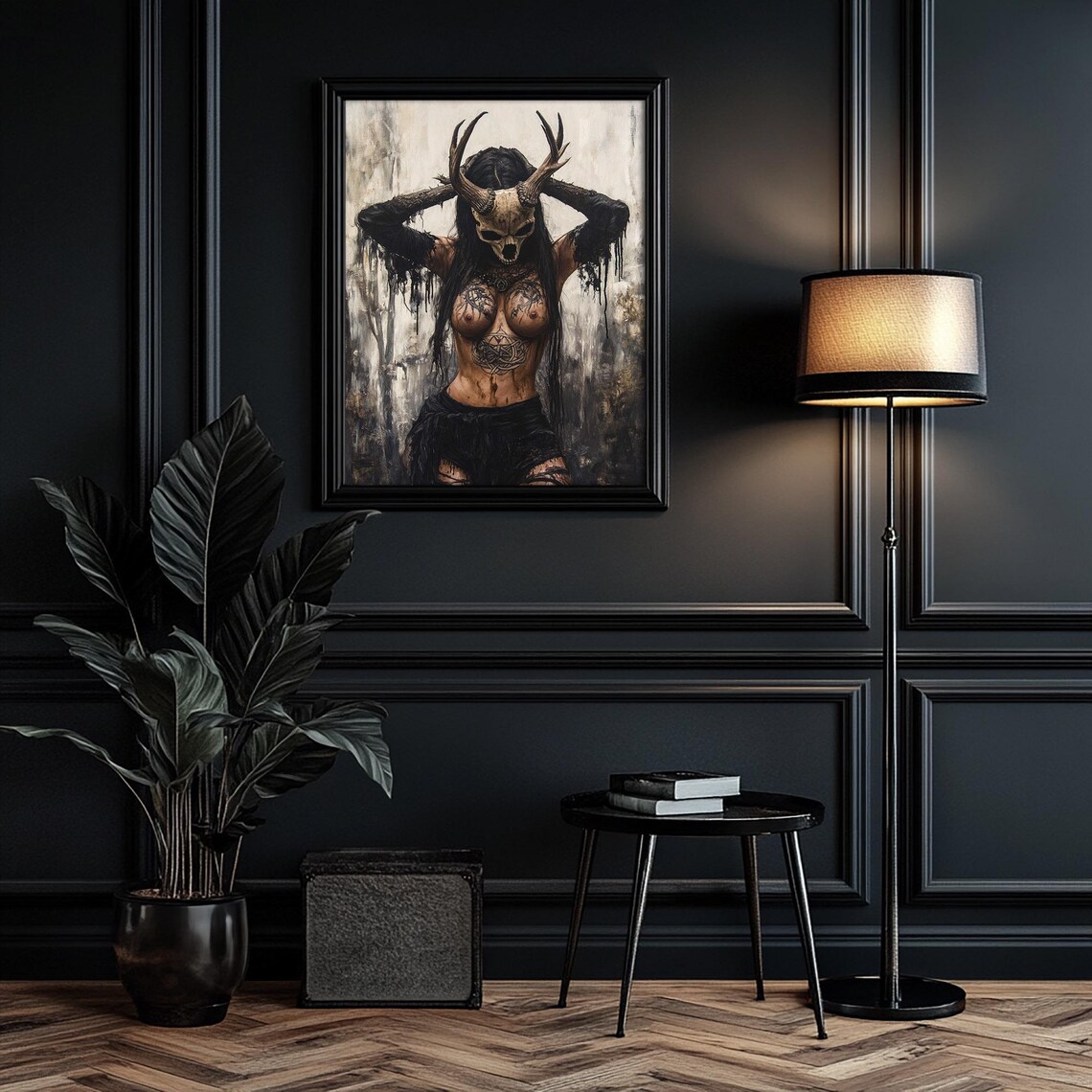 Norse Witch Art Print, Creepy Goth Woman - Image 4