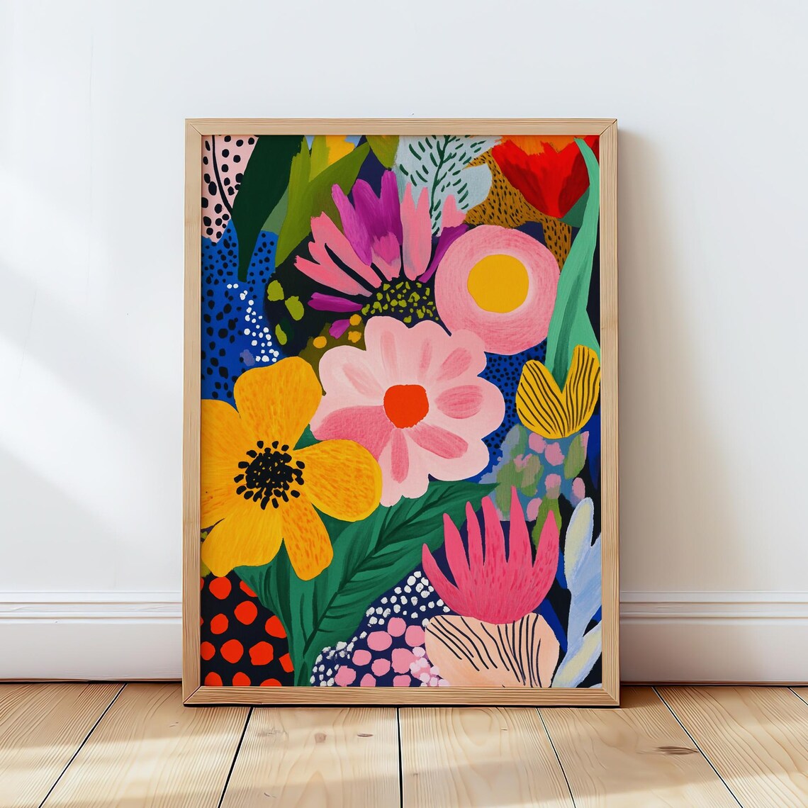 Colorful Abstract Floral Art Print, Bold Botanical