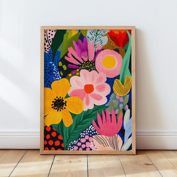 Colorful Abstract Floral Art Print, Bold Botanical