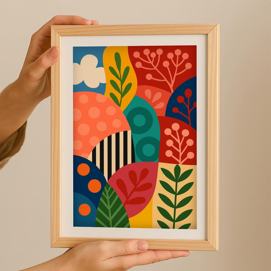 Colorful Abstract Botanical Shapes Modern Plant Inspired Art Poster