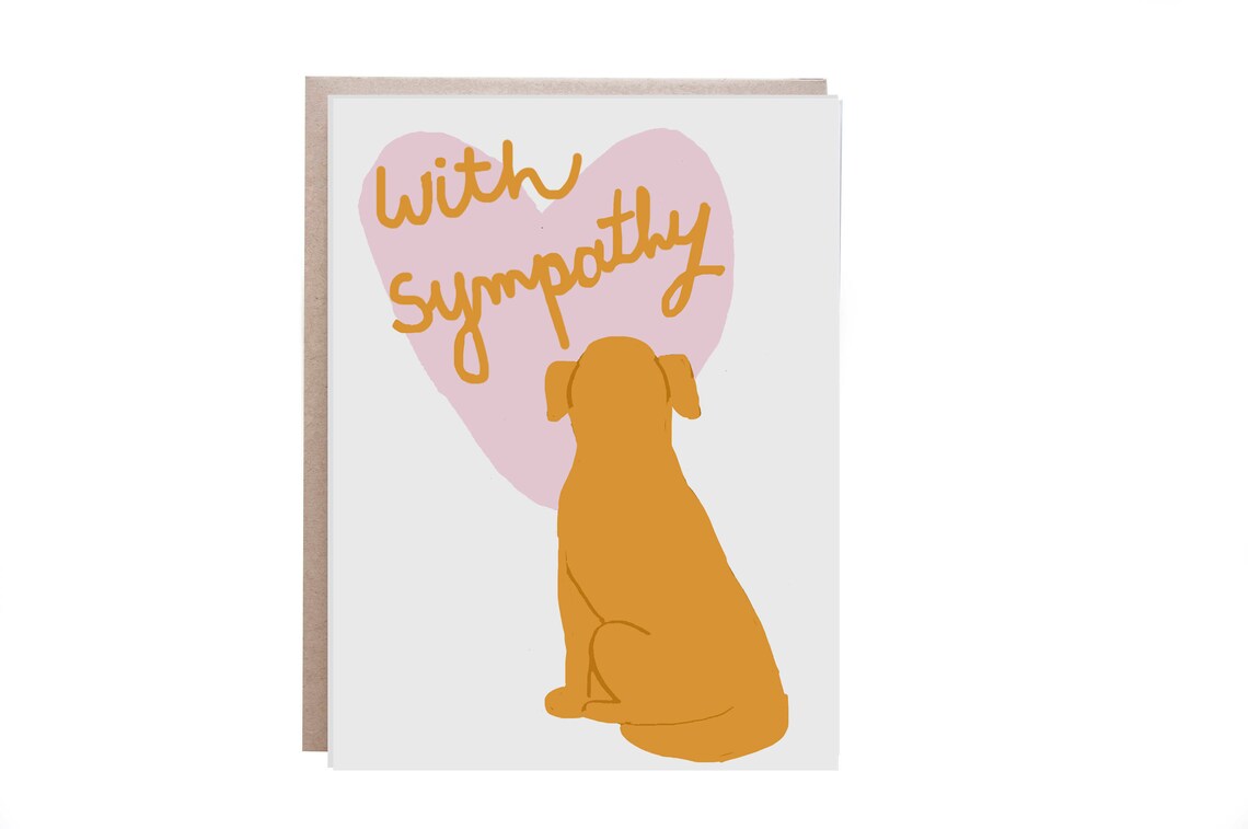 With Sympathy Golden Dog Silhouette Pink Heart Pet Loss Poster