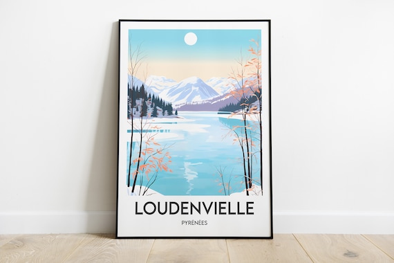 Loudenvielle Pyrenees Travel Poster, Lake Scene
