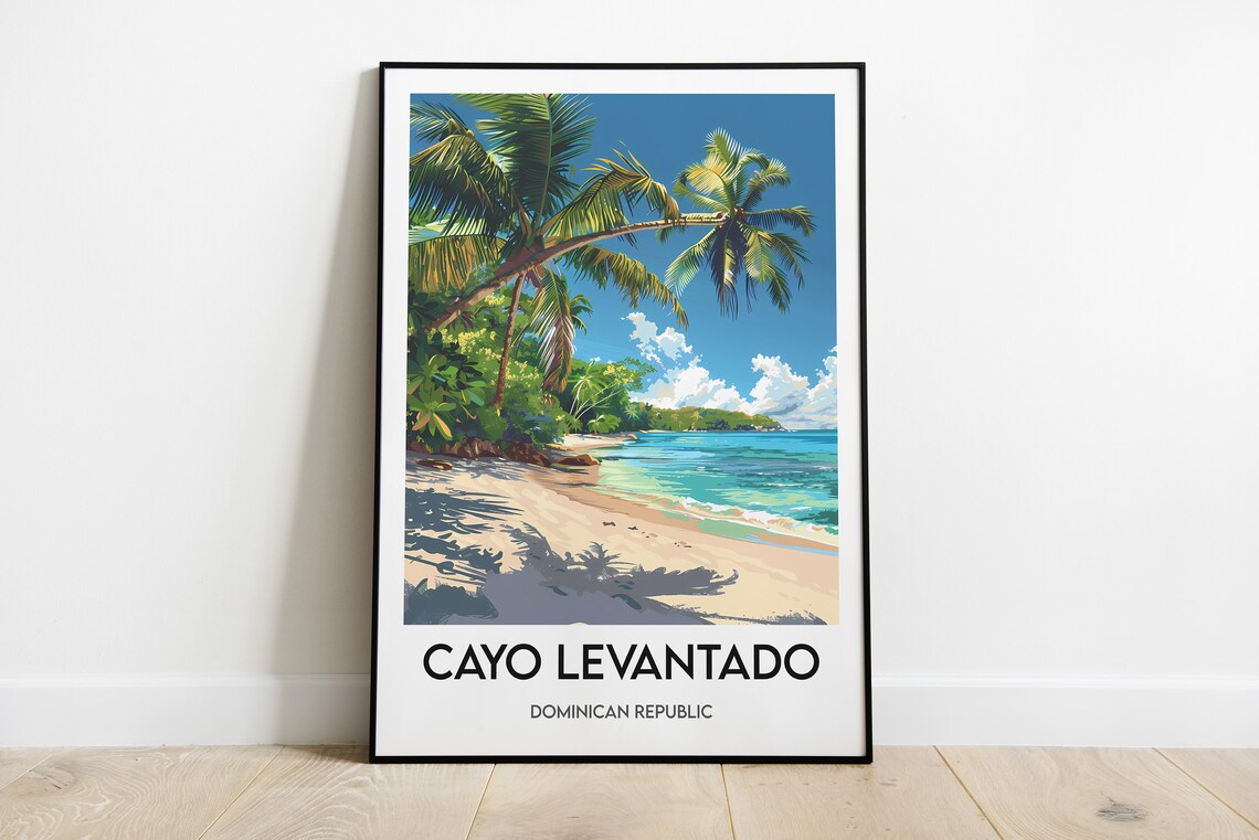 Cayo Levantado Palm Beach Caribbean Dominican Republic Travel Poster