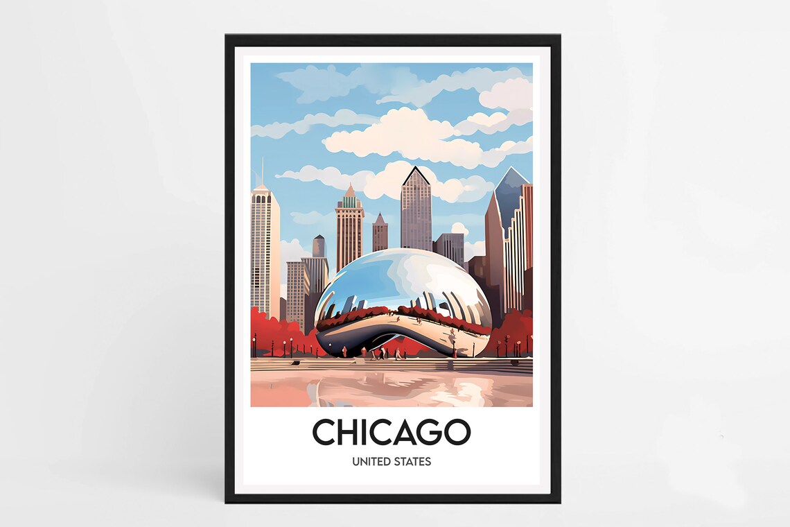 Chicago Travel Poster, United States Illustration