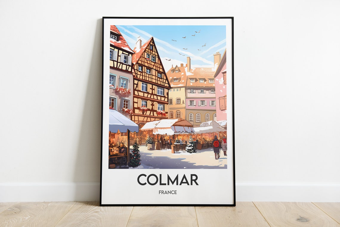 Colmar France Christmas Market Half-Timbered Old Town Poster