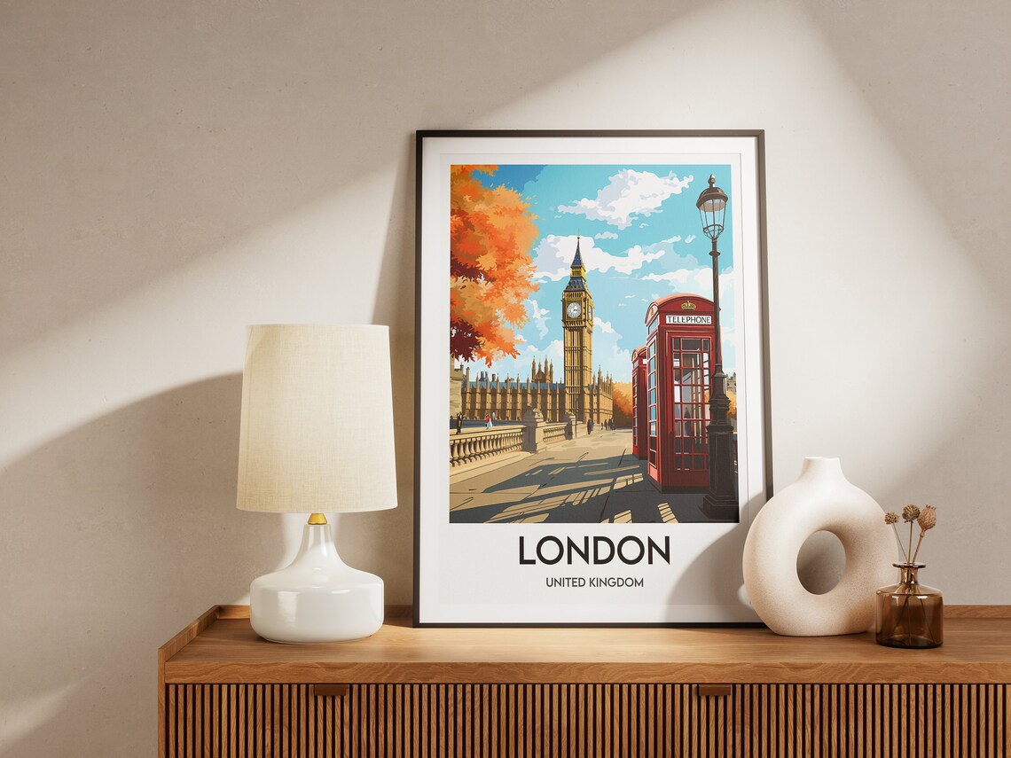 London Travel Poster, England Postcard Style - Image 2