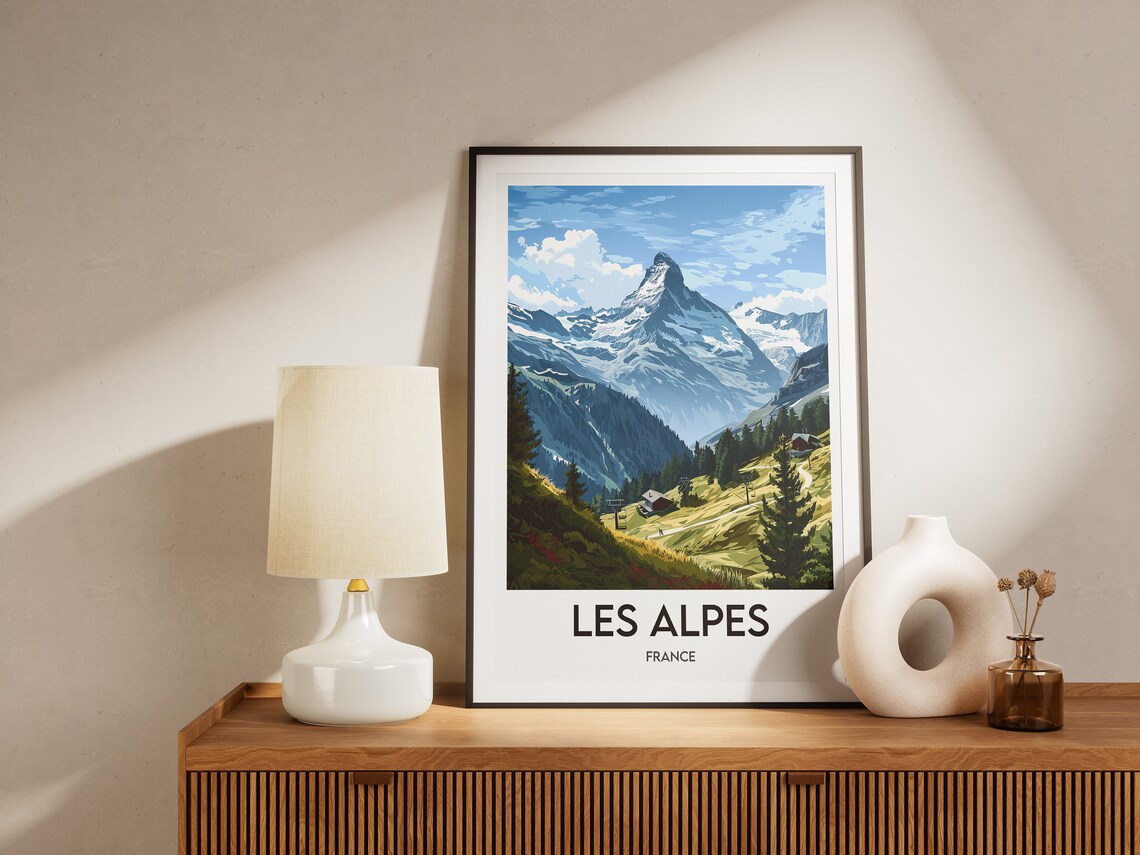Les Alpes France Iconic Alpine Peak Summer Mountain Travel Poster - Image 2