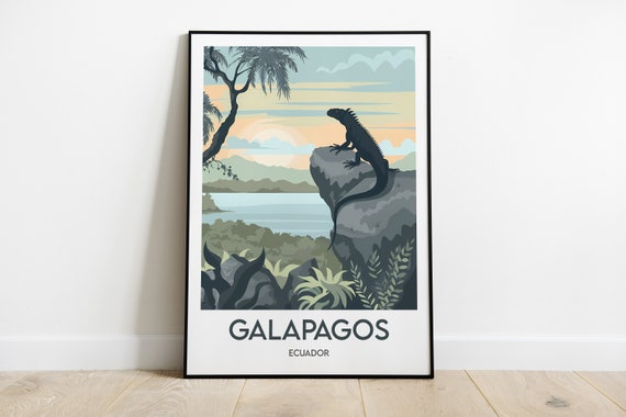 Galapagos Poster Illustration Frame Wall Art Home Decor Ecuador