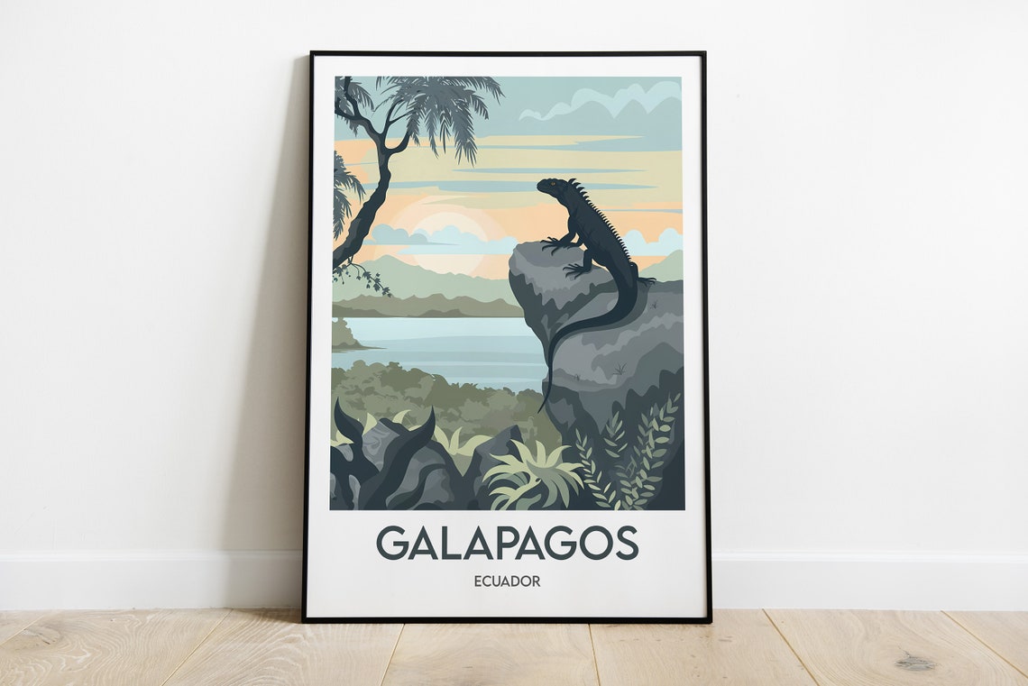 Galapagos Poster Illustration Frame Wall Art Home Decor Ecuador