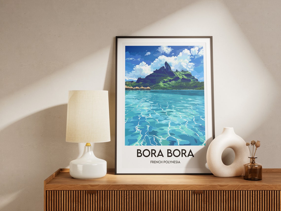 Bora Bora Turquoise Lagoon Mount Otemanu Island Travel Poster - Image 2