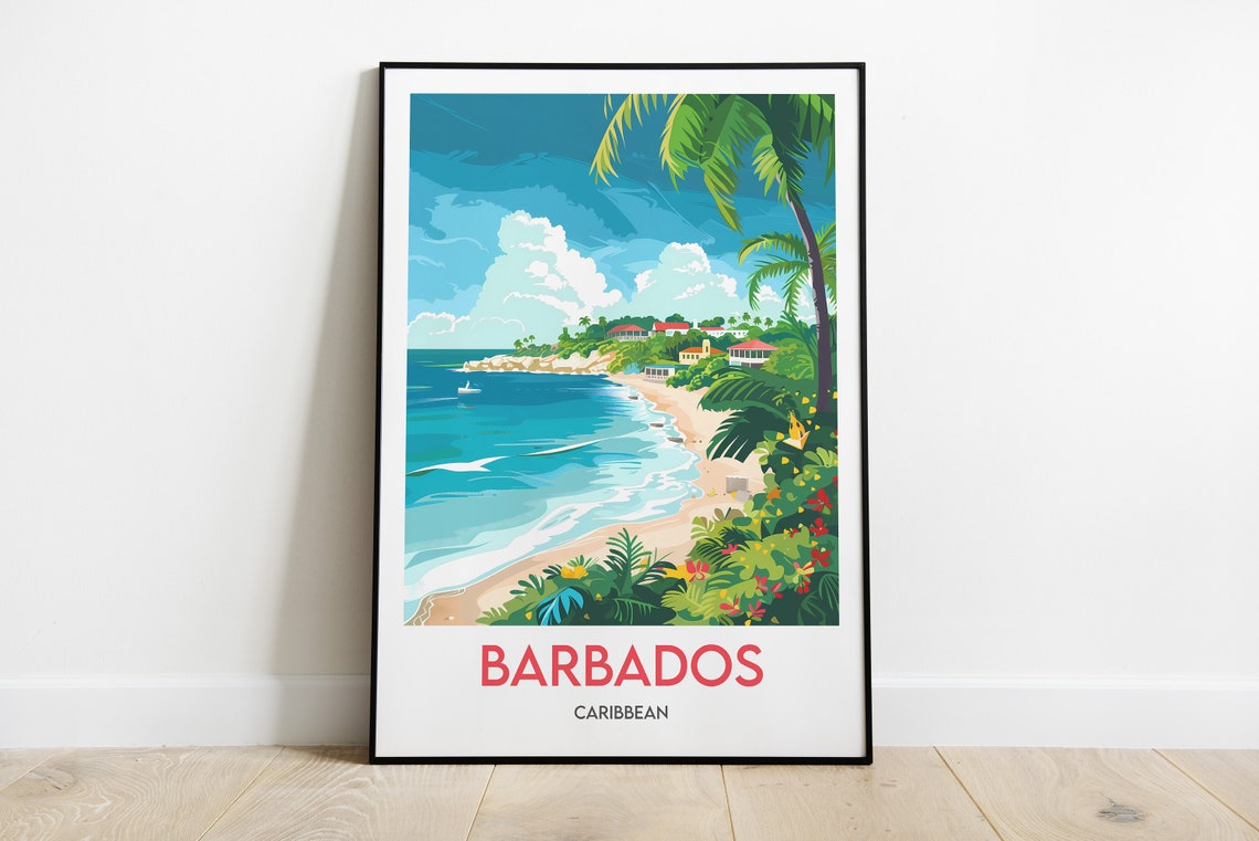 Barbados Caribbean Tropical Beach Coastline Paradise View Poster