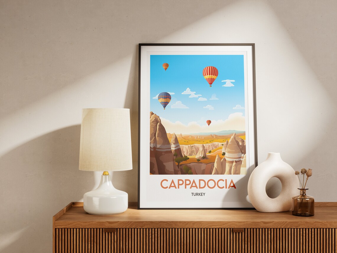 Cappadocia Turkey Hot Air Balloons Rock Valley Landscape Travel Poster - Image 2