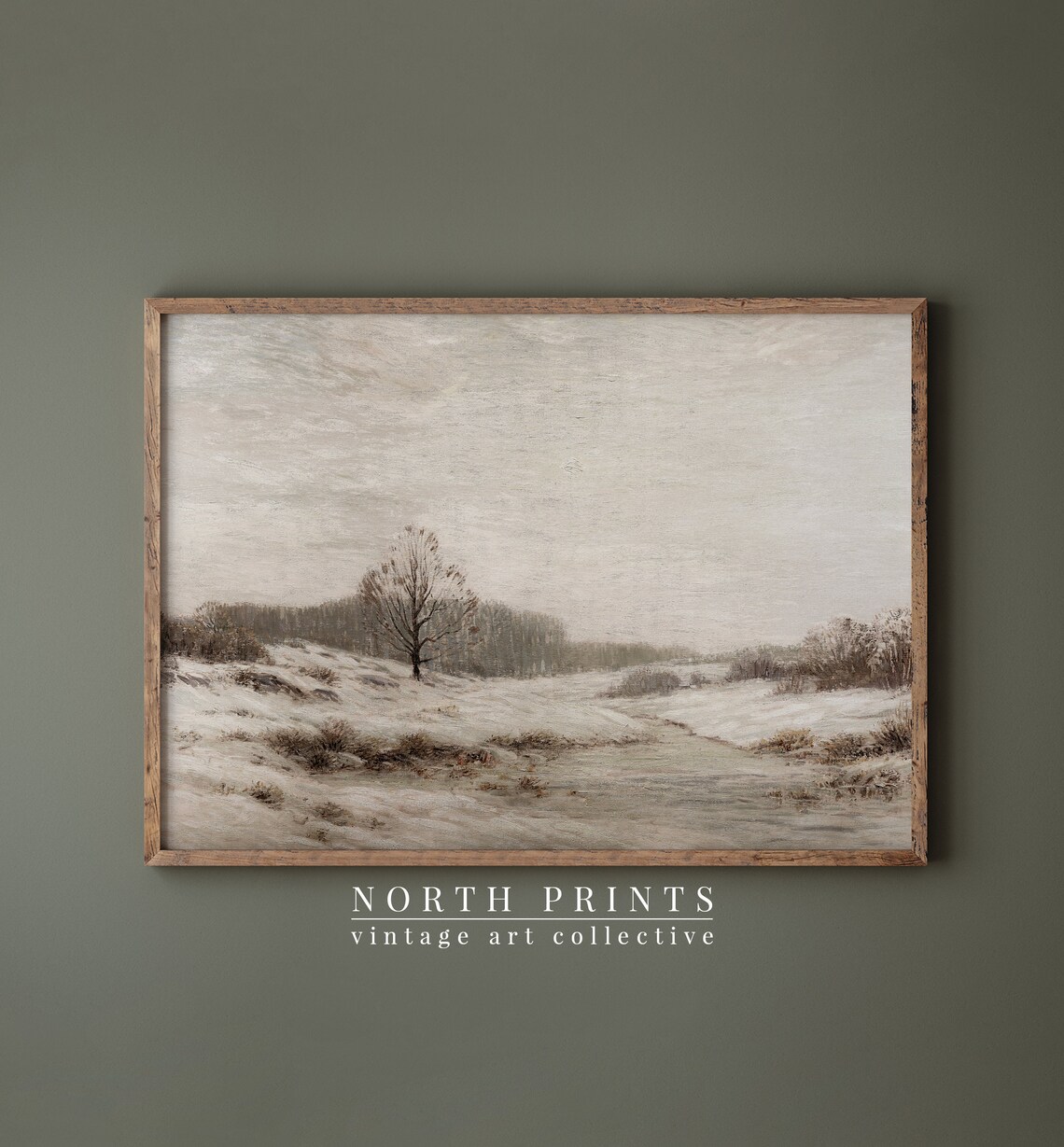Vintage Winter Landscape, Neutral Muted Art Print - Image 4