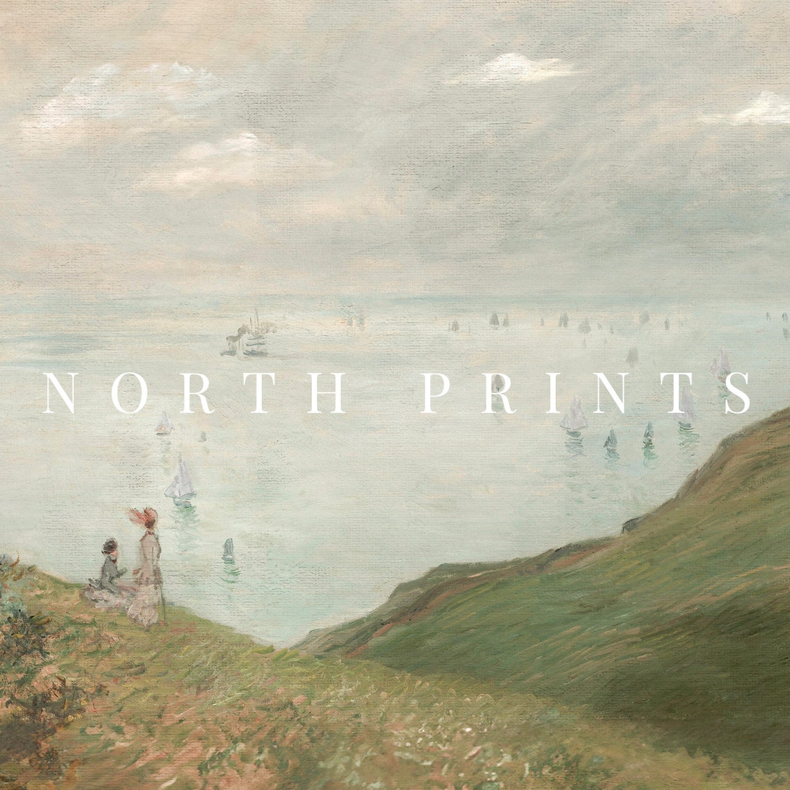 Vintage Coastal Cliffs Seascape Sailboats Impressionist Poster - Image 2